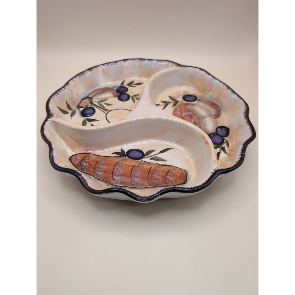 VINTAGE DIVIDED 3 SECTION SERVING DISH 10'' - Picture 3 of 7